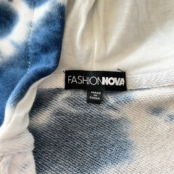 Womens Fashion Nova Blue/White Tie Dye Cropped Hoodie - XL - Picture 6 of 7